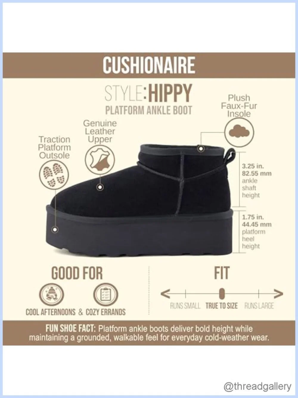 Genuine Suede Faux Fur Lining Platform Ankle Boots Slip-On Winter